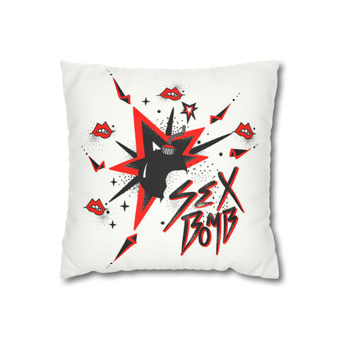 SEX Bomb: 14" Square Cushion COVER. Luxe Suede finish accent cushion cover in cherry red.