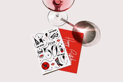 Foxy 50, Happy Birthday Card.