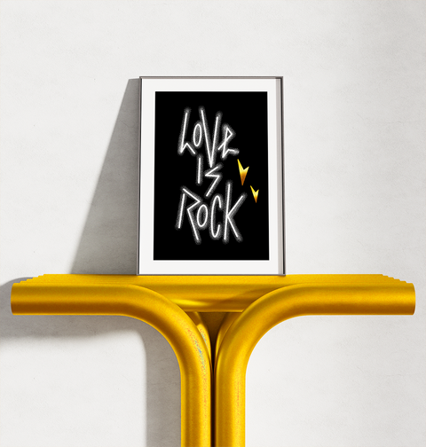 LOVE IS ROCK - Luxe-Rock Graphic Wall Art - A3