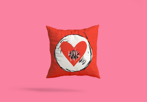 The Love Club Cushion: 14” Square accent cushion COVER. Suede finish in cherry red.