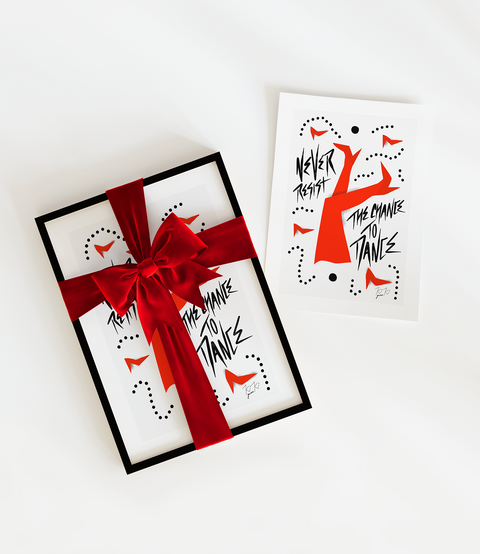 Never Resist The Chance To Dance - llustrated Graphic Print. RED