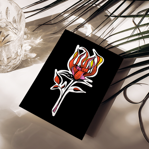 Burning Rose - LOVE Greeting Card. A6
