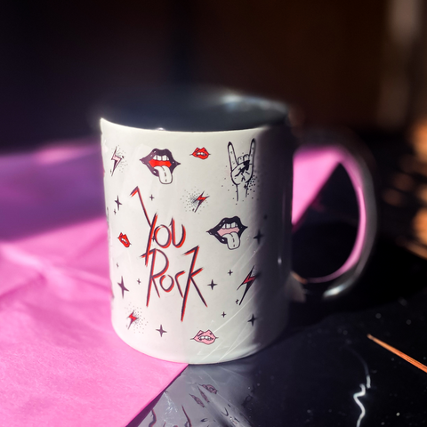 "You Rock" - Illustrated Rock N Roll mug by Kiki Gunn