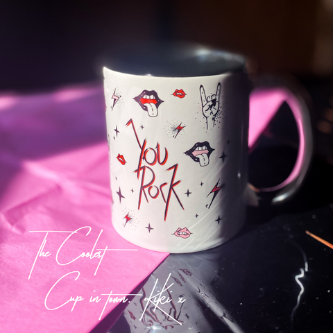 "You Rock" - Illustrated Mug by Kiki Gunn. Rock'N'Roll Mug.