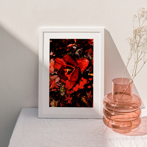 DIPPED - RED A4 Dark Floral Art Print.