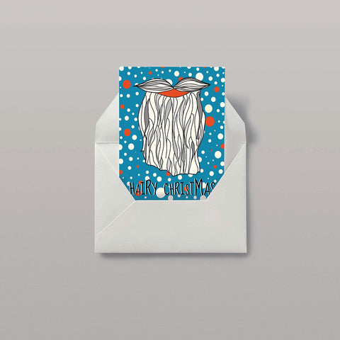 HAIRY CHRISTMAS - BLUE - Christmas Card.