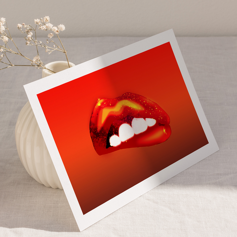 GALACTIC KISS - RED - A4 ART PRINT