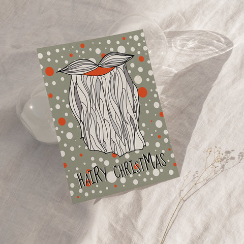 HAIRY CHRISTMAS - GREY - Christmas Card