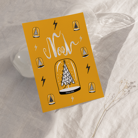 NOEL – SNOW GLOBE – YELLOW - Christmas Card