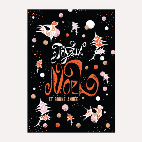 JOYEUX NOEL - BIRDS BLACK -Christmas Card