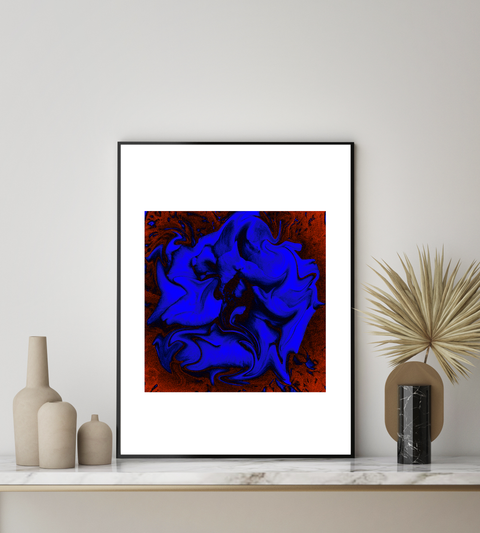 "Velveteen Dream" - Luxury Art Print. Statement wall decor. Bleu.