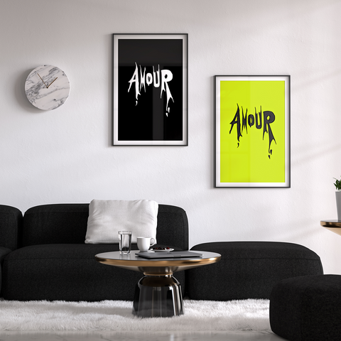 "AMOUR" A3 – Acid Green - Amour / Modern Love Poster /  Graphic Wall Art / Neon Art / Punk Style / Boudoir Art