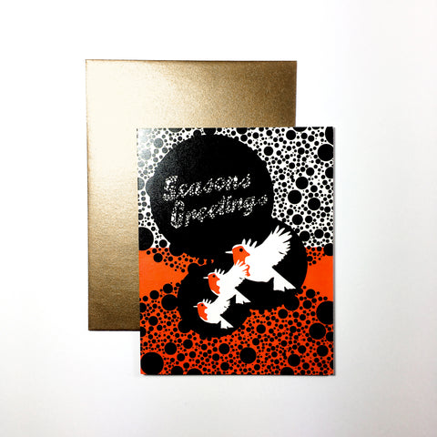 "ROBIN & REINDEER" - Illustrated Christmas Card - x 6 Pack
