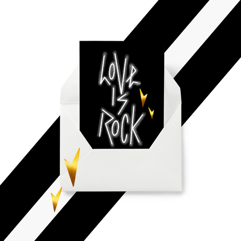 "LOVE IS ROCK" - Valentine's / Love / Anniversary / Rock n Roll Wedding Day Card. A6