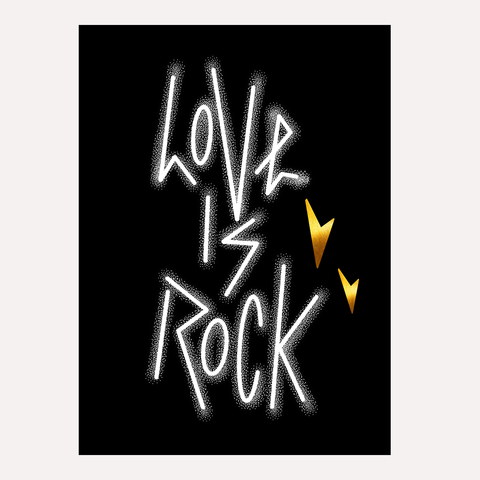 "LOVE IS ROCK" - Valentine's / Love / Anniversary / Rock n Roll Wedding Day Card. A6