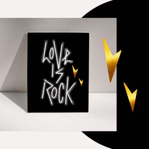 "LOVE IS ROCK" - Valentine's / Love / Anniversary / Rock n Roll Wedding Day Card. A6