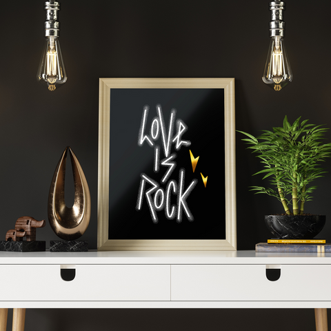 LOVE IS ROCK - Luxe-Rock Graphic Wall Art - A3