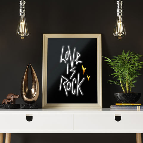 "LOVE IS ROCK” - A4 LUXE / Rock 'n' Roll / Punk / Dark Art / Dark Decor / Love / Boudoir / Love Lettering / Wall Art / Graphic Print.
