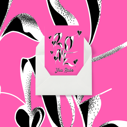 LOVE You Babe! Valentine's / Anniversary - A6 Greeting card. PINK