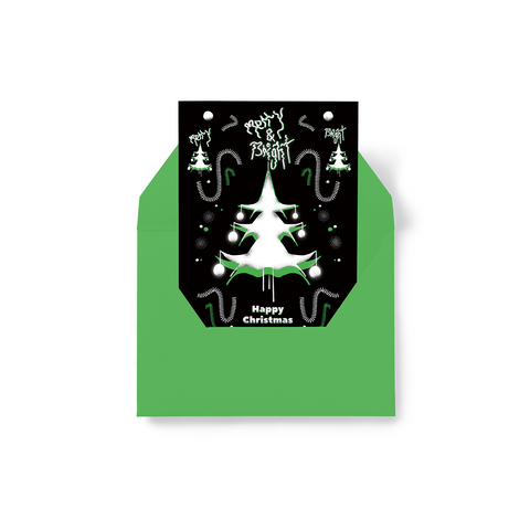 "MERRY & BRIGHT" – Illustrated Christmas Card – x 6 pack