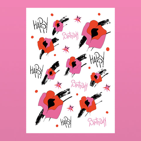 HAPPY BIRTHDAY - Floral Abstract