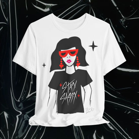 Stay Sassy - Illustrated Premium Cotton T-shirt. UK only