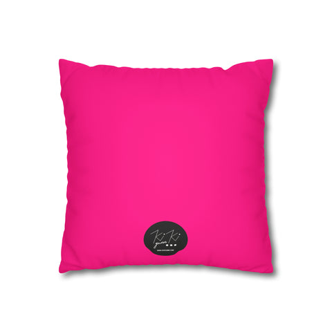 SEX Bomb: 14" Square Cushion Cover. Luxe Suede finish accent cushion cover in vivid pink.