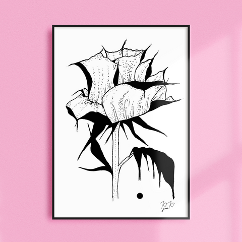 A ROSE BY ANY NAME - A4 Illustrated Black & White Art Print