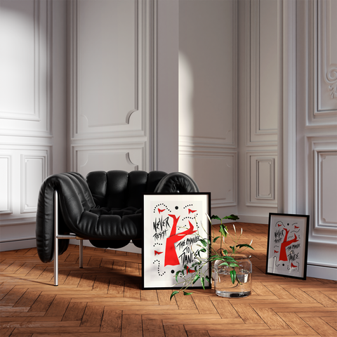 Never Resist The Chance To Dance - llustrated Graphic Print. RED