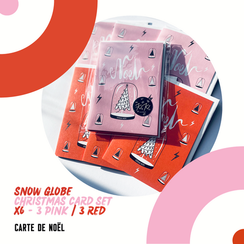 Boule à neige, Noël. Lot de cartes de Noël, lot de 6 cartes.