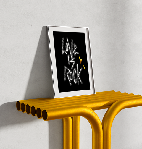 "LOVE IS ROCK” - A4 LUXE / Rock 'n' Roll / Punk / Dark Art / Dark Decor / Love / Boudoir / Love Lettering / Wall Art / Graphic Print.