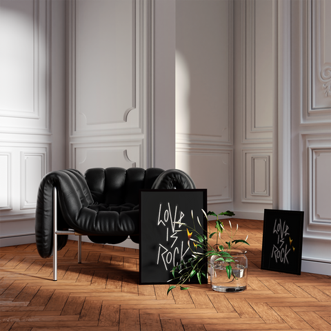 LOVE IS ROCK - Luxe-Rock Graphic Wall Art - A3