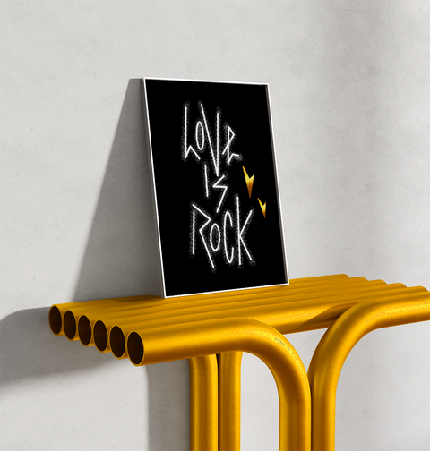 "LOVE IS ROCK” - A4 LUXE / Rock 'n' Roll / Punk / Dark Art / Dark Decor / Love / Boudoir / Love Lettering / Wall Art / Graphic Print.