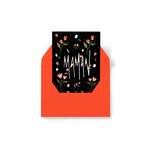 “Maman” – Dark floral / French Mother’s Day Card.
