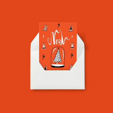 Boule à neige, Noël. Lot de cartes de Noël, lot de 6 cartes.