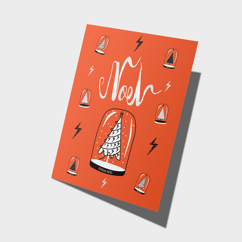 Boule à neige, Noël. Lot de cartes de Noël, lot de 6 cartes.