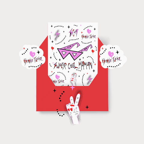 “Super Cool Maman” (shades / white) Mother’s Day Card. French Mama's