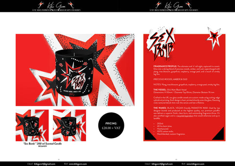 SEX BOMB - 200g Luxe Scented Candle by Kiki Gunn Girlie gifts, Rock N Roll Scent