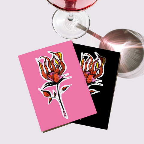 Burning Rose - LOVE Greeting Card. A6