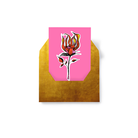 BURNING ROSE – PINK: A6 LOVE card.