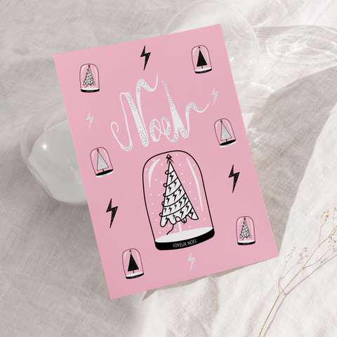 Boule à neige, Noël. Lot de cartes de Noël, lot de 6 cartes.
