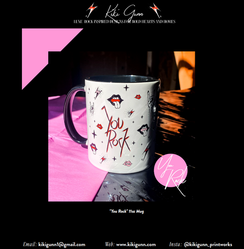 "You Rock" - Illustrated Rock N Roll mug by Kiki Gunn