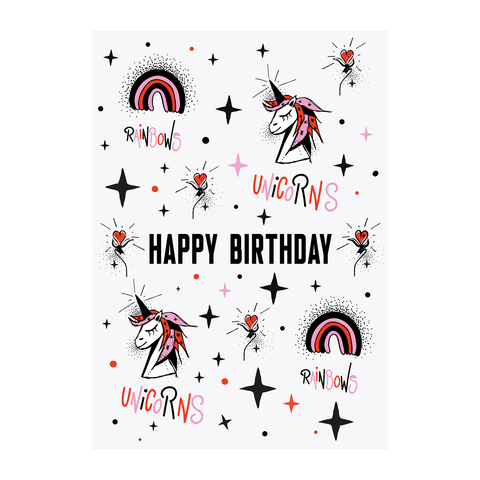 UNICORNS and RAINBOWS BIRTHDAY CARD - Unicorn children's birthday card