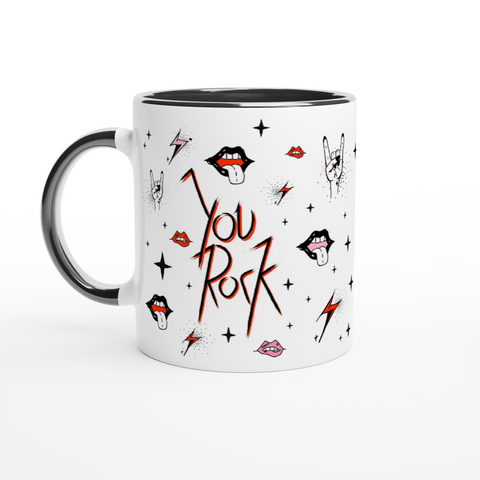 "You Rock" - Illustrated Mug by Kiki Gunn. Rock'N'Roll Mug.