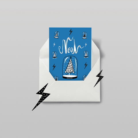 NOEL – SNOW GLOBE – BLUE - Christmas Card