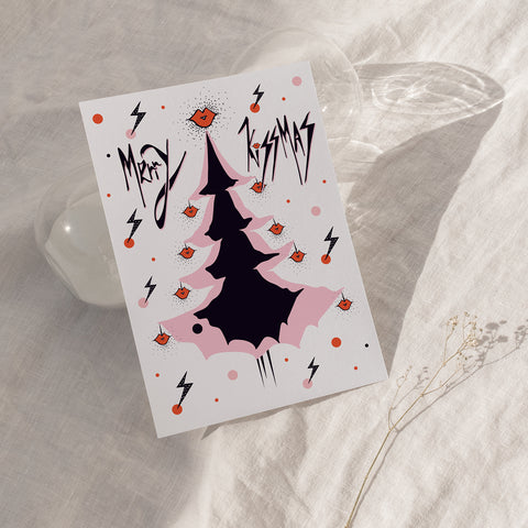 MERRY KISSMAS – KISSMAS TREE - PINK - Christmas Card