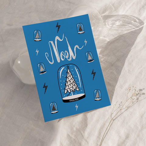 NOEL – SNOW GLOBE – BLUE - Christmas Card