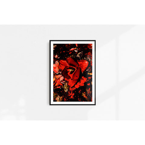 DIPPED - RED A4 Dark Floral Art Print.