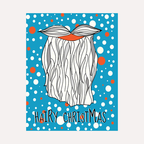HAIRY CHRISTMAS - BLUE - Christmas Card.