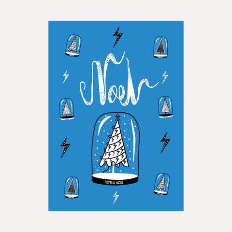 NOEL – SNOW GLOBE – BLUE - Christmas Card